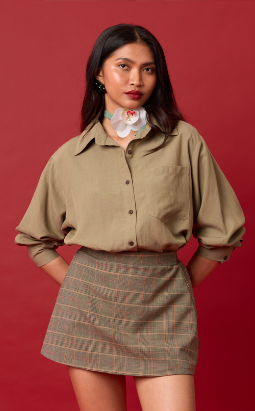 ESTRELLA TOP - OLIVE BANANA LINEN Shop.TayoStudio