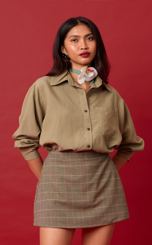 ESTRELLA TOP - OLIVE BANANA LINEN Shop.TayoStudio