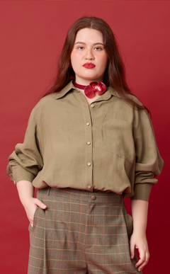ESTRELLA TOP - OLIVE BANANA LINEN Shop.TayoStudio