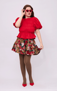 ELENA TOP - RED POPLIN
