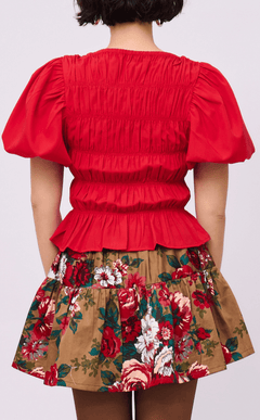 ELENA TOP - RED POPLIN