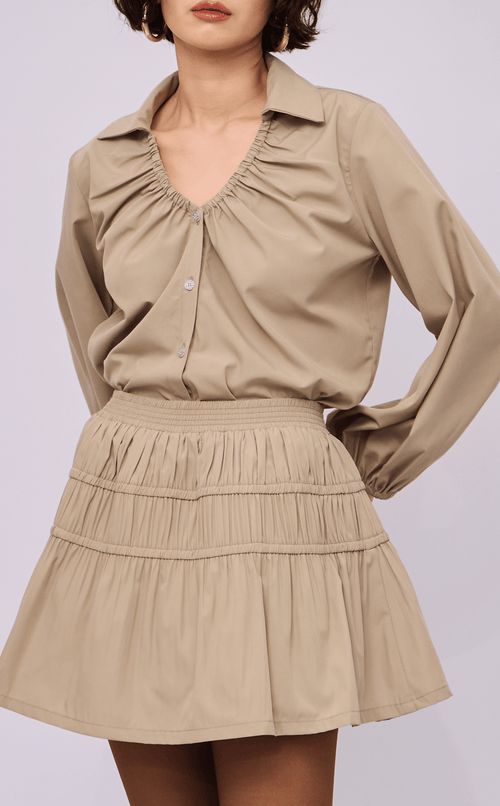 ELISSE TOP - TAUPE POPLIN