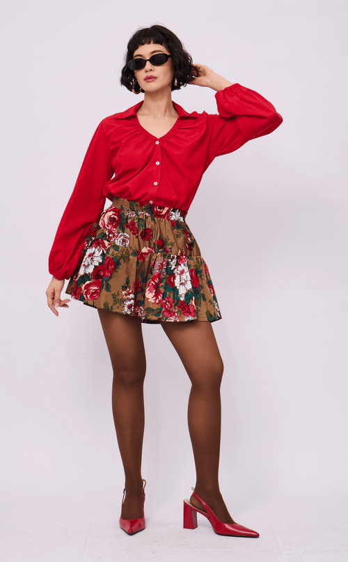 ELISSE TOP - RED POPLIN