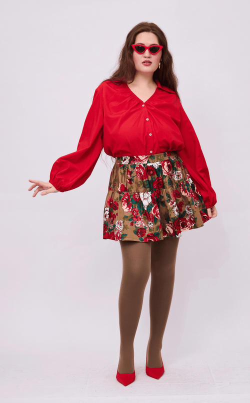 ELISSE TOP - RED POPLIN