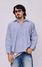 ESCOLTA TOP - BLUE STRIPES SEERSUCKER