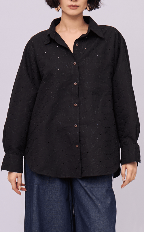 ESCOLTA TOP - BLACK EYELET