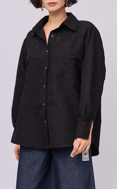 ESCOLTA TOP - BLACK EYELET