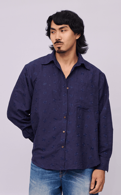 ESCOLTA TOP - NAVY BLUE EYELET