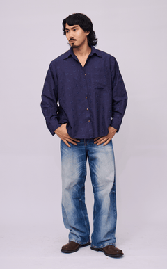 ESCOLTA TOP - NAVY BLUE EYELET