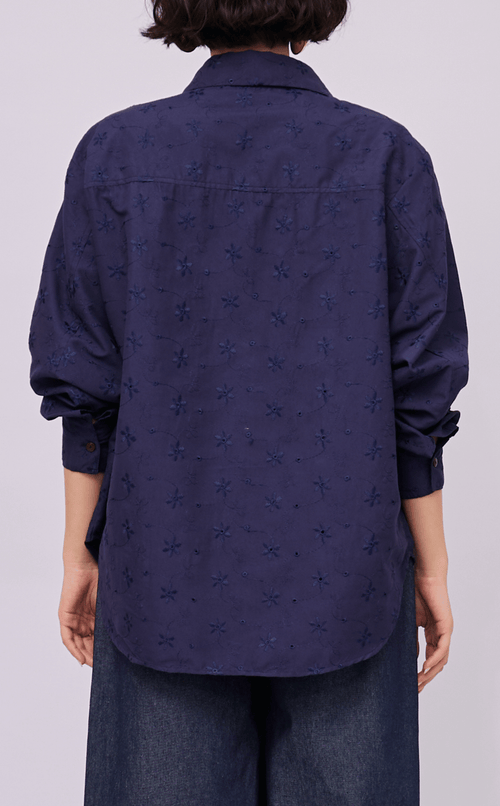 ESCOLTA TOP - NAVY BLUE EYELET
