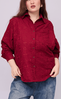 ESCOLTA TOP - MERLOT EYELET