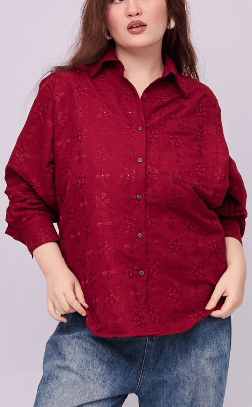 ESCOLTA TOP - MERLOT EYELET