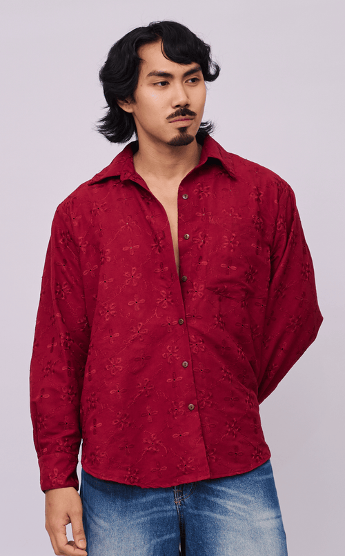 ESCOLTA TOP - MERLOT EYELET