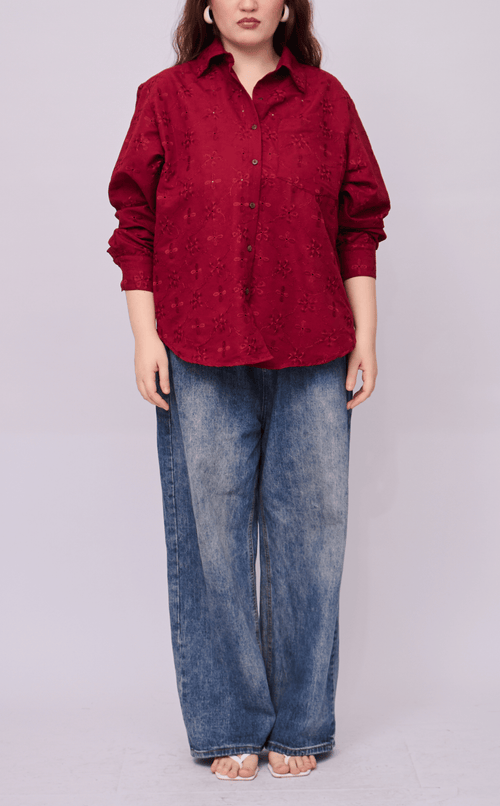 ESCOLTA TOP - MERLOT EYELET