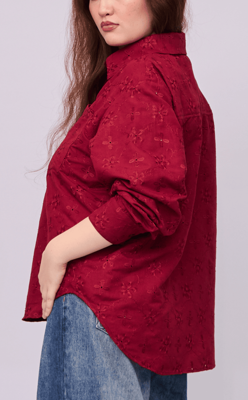 ESCOLTA TOP - MERLOT EYELET