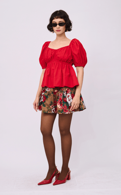 EYA TOP - RED POPLIN