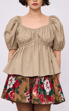 EYA TOP - TAUPE POPLIN