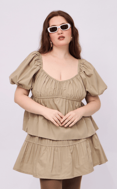 EYA TOP - TAUPE POPLIN