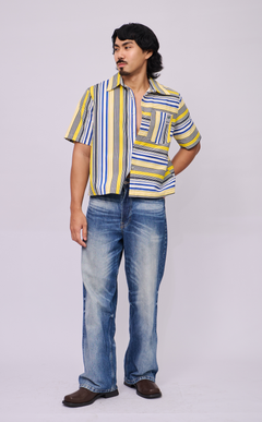 SULTAN SHIRT - BLUE AND YELLOW STRIPES