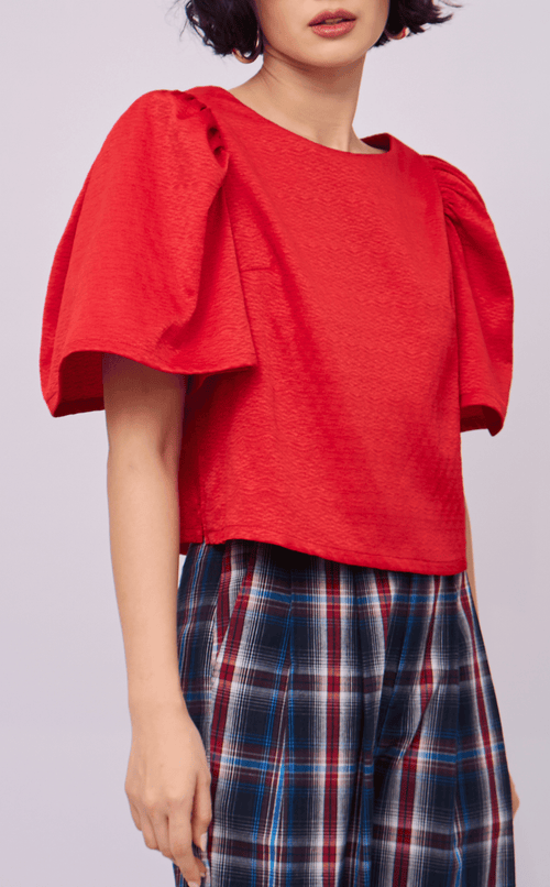FILI TOP - RED JACQUARD