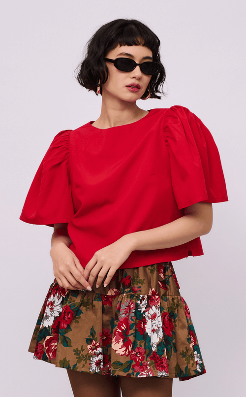 FILI TOP - RED POPLIN