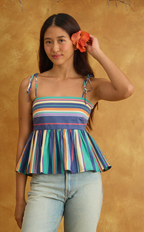 GABI TOP - OCEAN STRIPES Shop.TayoStudio