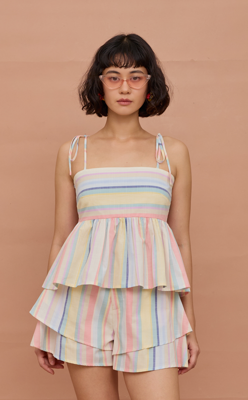 GABI TOP - PASTEL MULTICOLOR STRIPES