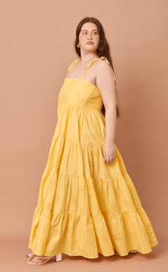 GABRIELA DRESS - YELLOW EYELET Shop.TayoStudio