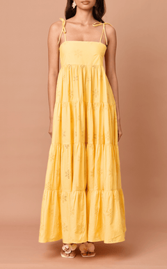 GABRIELA DRESS - YELLOW EYELET Shop.TayoStudio