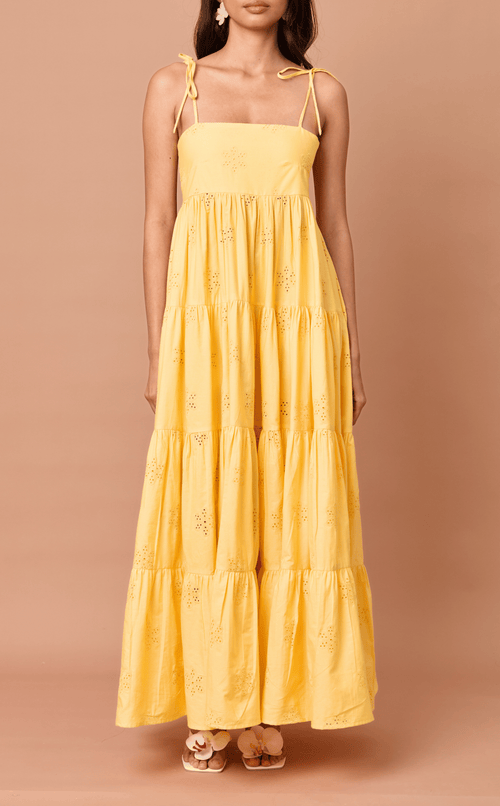 GABRIELA DRESS - YELLOW EYELET Shop.TayoStudio