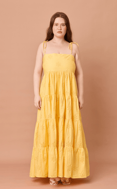 GABRIELA DRESS - YELLOW EYELET Shop.TayoStudio