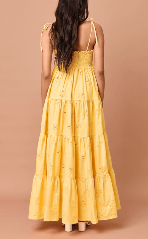 GABRIELA DRESS - YELLOW EYELET Shop.TayoStudio