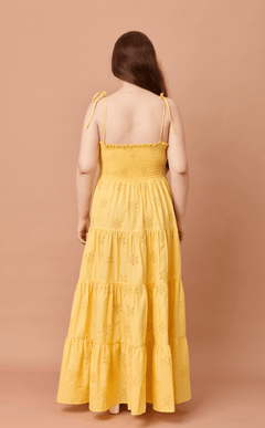 GABRIELA DRESS - YELLOW EYELET Shop.TayoStudio
