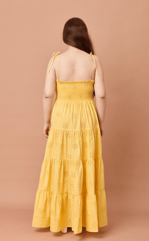 GABRIELA DRESS - YELLOW EYELET Shop.TayoStudio