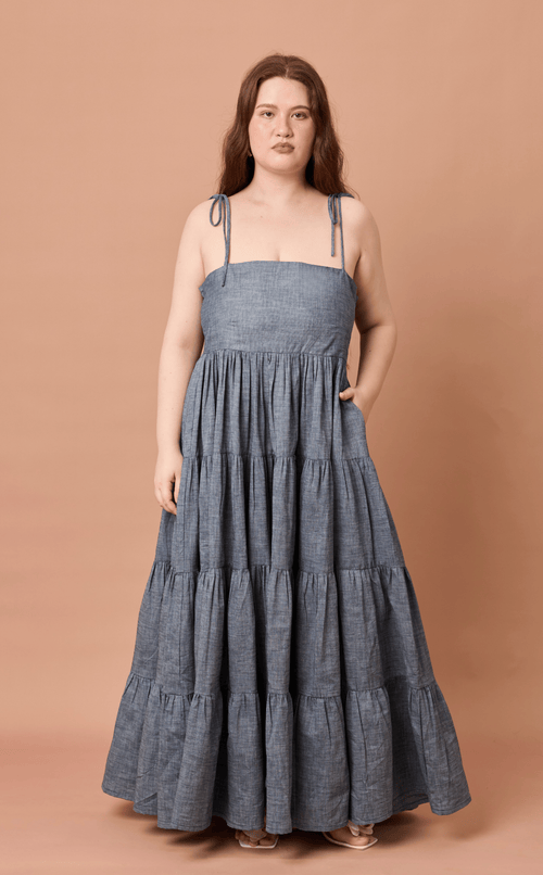 GABRIELA DRESS - DENIM CHAMBRAY