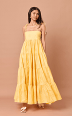 GABRIELA DRESS - YELLOW EYELET Shop.TayoStudio
