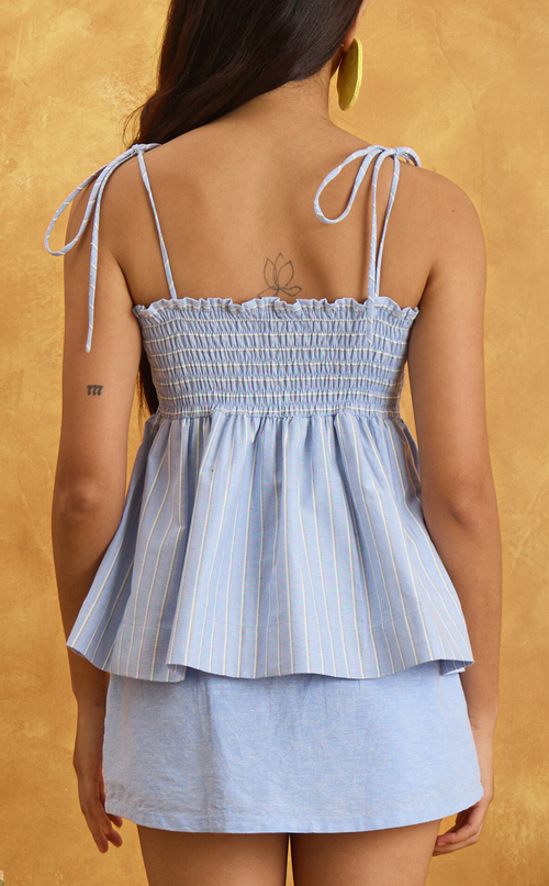 GABRIELA TOP - BLUE NAUTICAL STRIPES