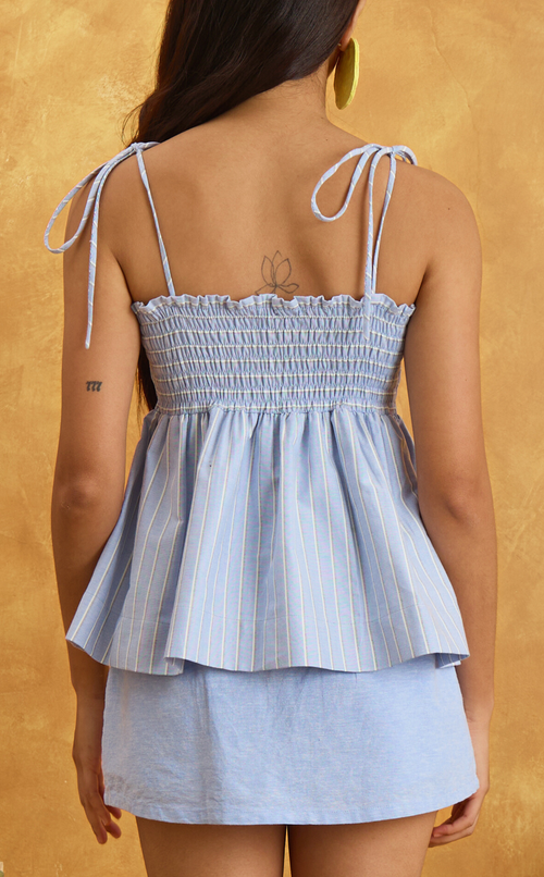 GABRIELA TOP - BLUE NAUTICAL STRIPES Shop.TayoStudio