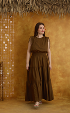 HELENA SKIRT - BROWN SATIN Shop.TayoStudio