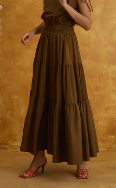 HELENA SKIRT - BROWN SATIN Shop.TayoStudio