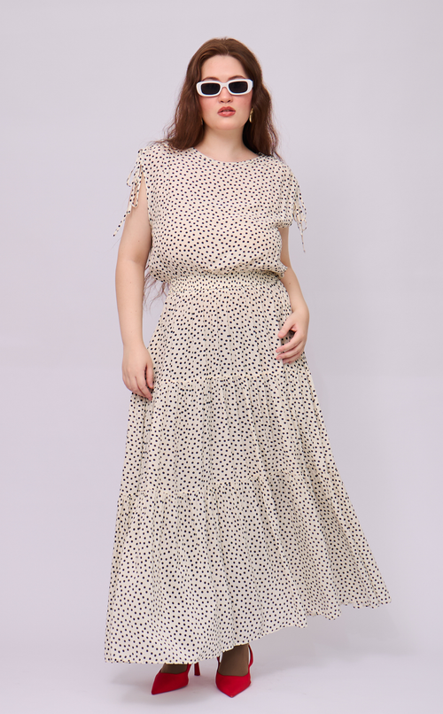 HELENA SKIRT - WHITE MICRO POLKA