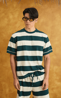 JOSE TEE - TEAL STRIPES