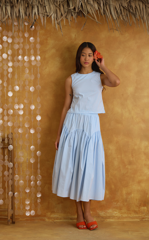 LIGAYA SET - LIGHT BLUE GRID Shop.TayoStudio