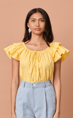 LUMEN TOP - YELLOW EYELET Shop.TayoStudio