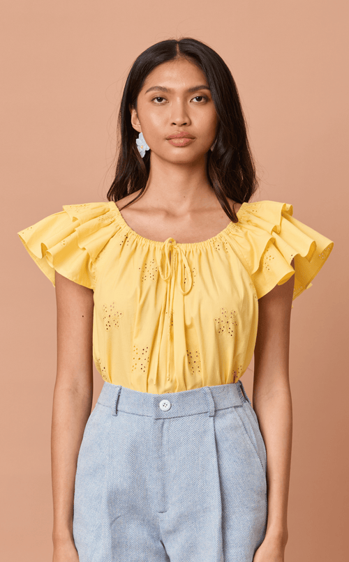 LUMEN TOP - YELLOW EYELET Shop.TayoStudio