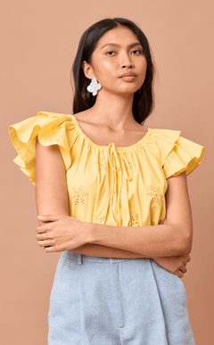 LUMEN TOP - YELLOW EYELET