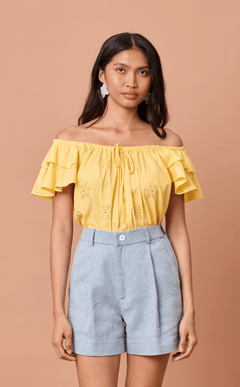 LUMEN TOP - YELLOW EYELET Shop.TayoStudio