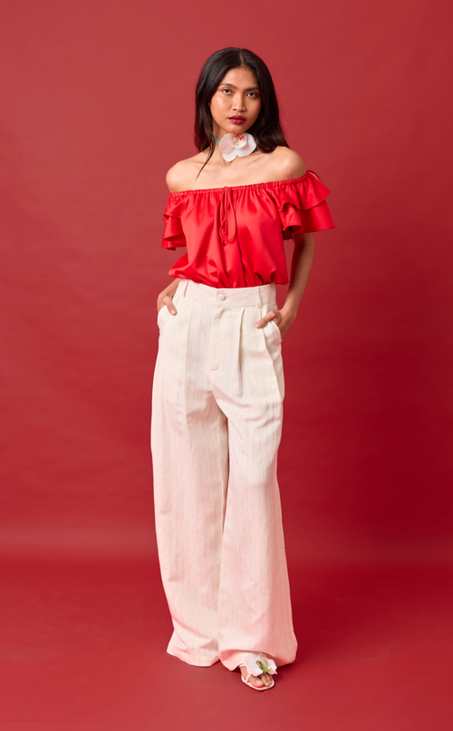 LUMEN TOP - RED SATIN