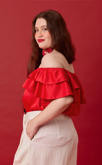 LUMEN TOP - RED SATIN