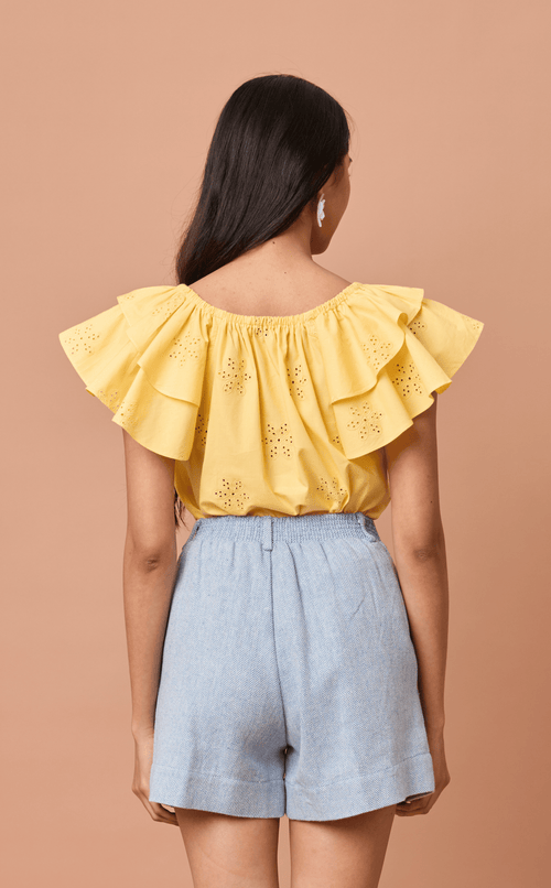 LUMEN TOP - YELLOW EYELET Shop.TayoStudio